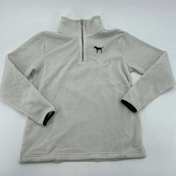 PINK Victoria's Secret | Tops | Pink Victoria Secret 4 Zip Fleece Sweater  Womens Xs White Dog Logo | Poshmark